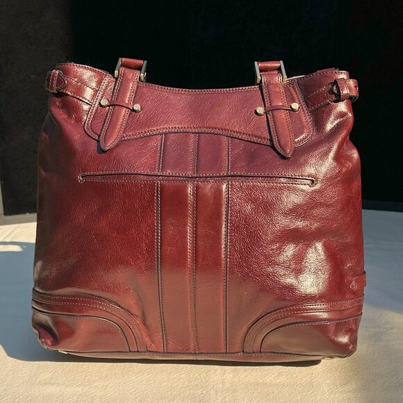Cole Haan Burgundy Leather Satchel - Picture 2 of 7